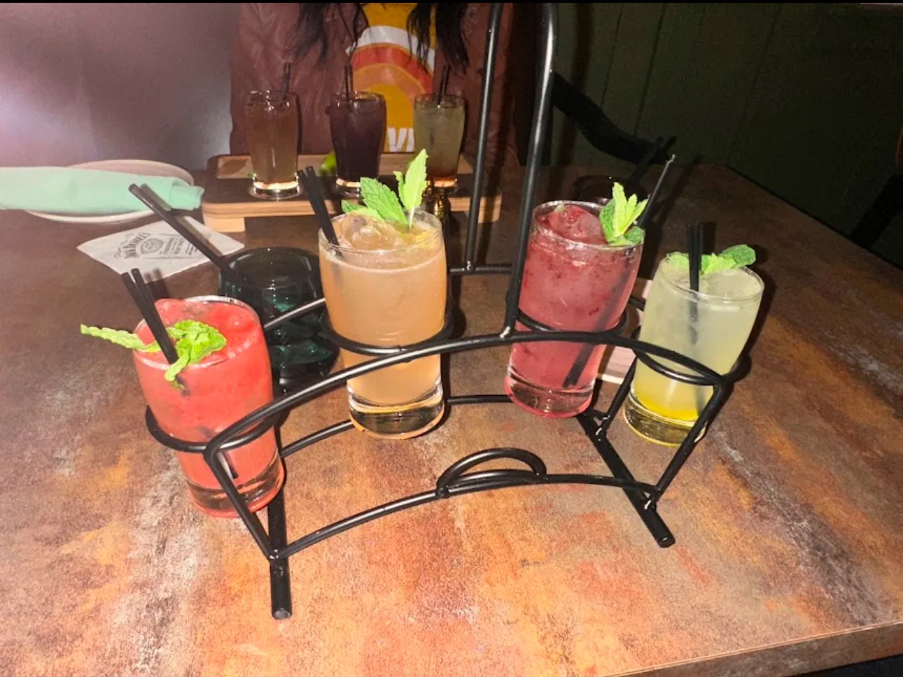 Flight board and cocktails at Blackstone Putnam